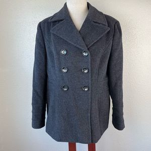 Women’s Double-Breasted Wool Blend Peacoat - Charcoal